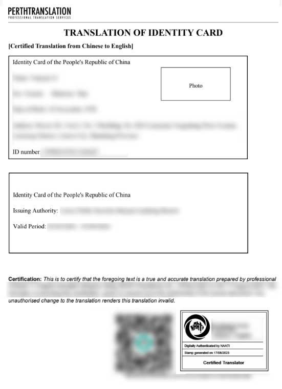 ID card translation